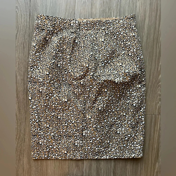 J.Crew Skirt Womens Size 4 Leopard Print Straight Pencil Linen Blend Career NWT - Picture 2 of 5